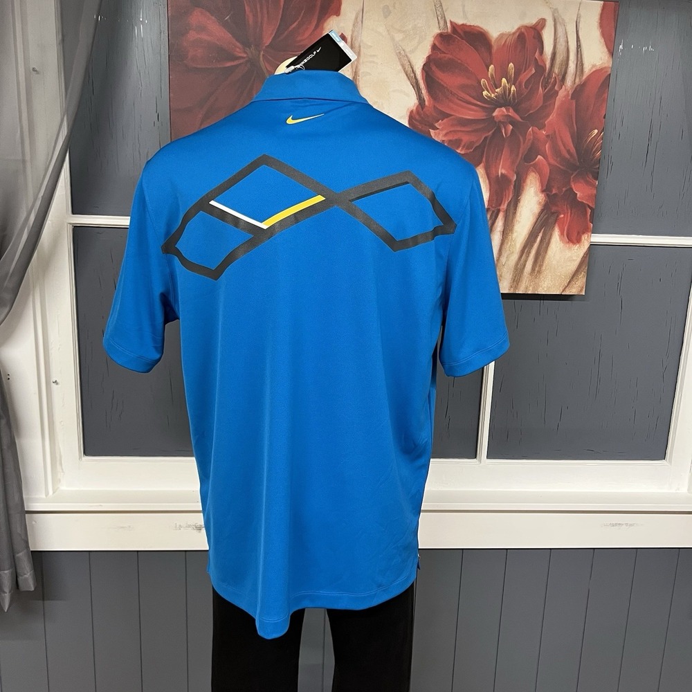 Nike Golf Polo Shirt Pique Performance Mens XL Relaxed Fit Blue Dri-Fit - Picture 3 of 8